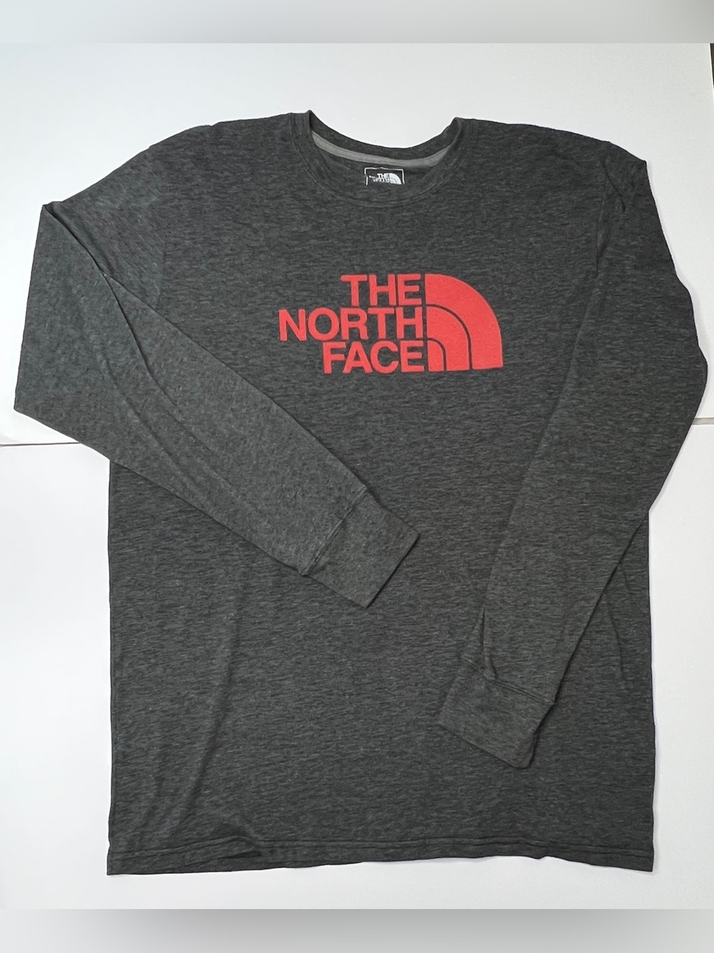 The North Face Long Sleeve Shirt Men's Large Charcoal Gray Logo Graphic Tee